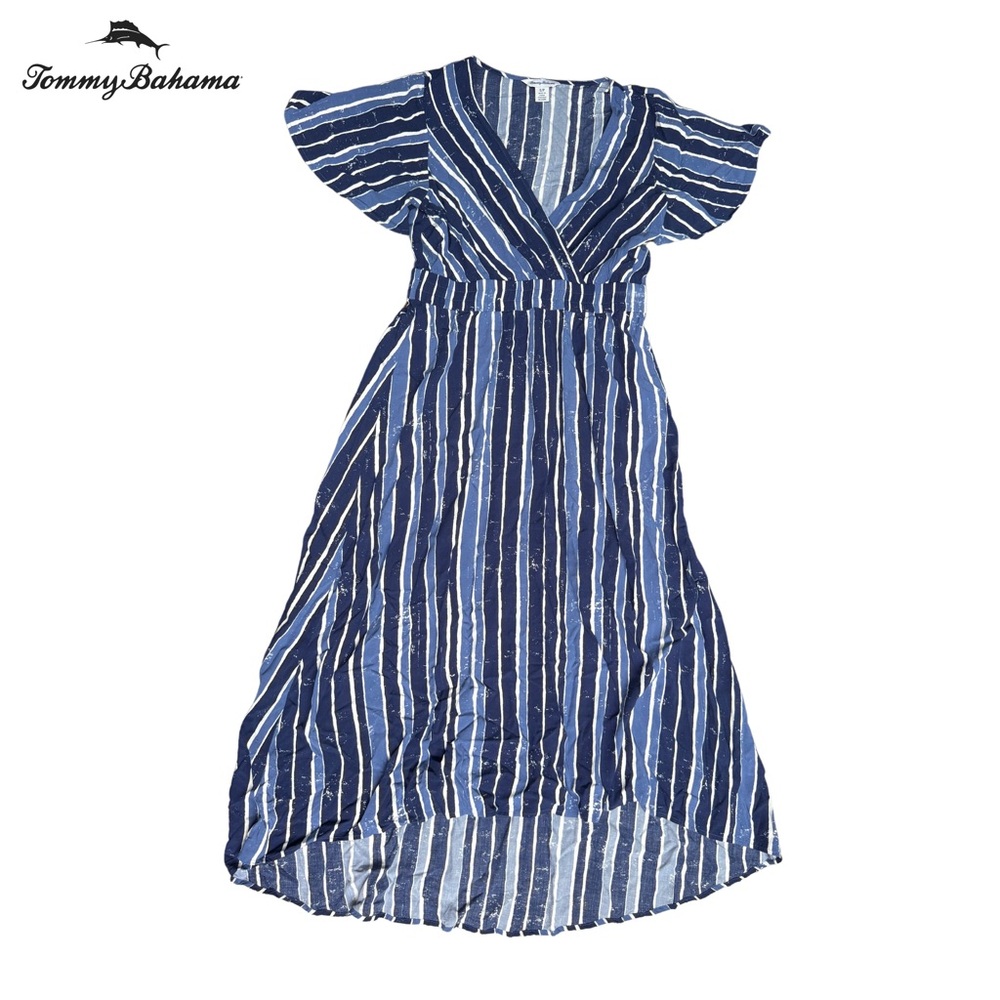 Tommy Bahama Casual Blue Dress with Elastic Waist size Small